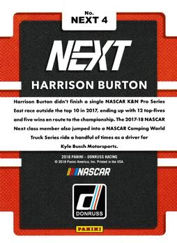 2018 Donruss - Next in Line Cracked Ice #NEXT 4 Harrison Burton Back
