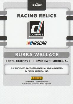 2018 Donruss - Racing Relics Black #RR-BW Bubba Wallace Back
