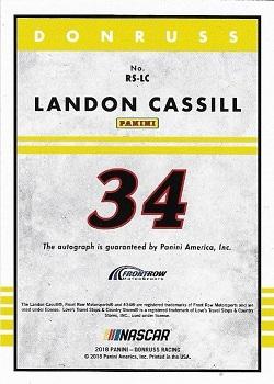 2018 Donruss - Retro Signatures 1985 #RS-LC Landon Cassill Back