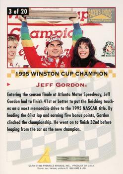 1996 Pinnacle Racer's Choice - Racer's Review #3 Jeff Gordon Back