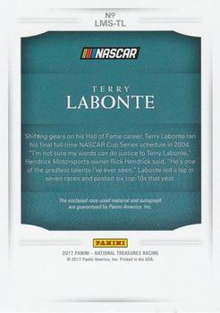 2017 Panini National Treasures - Legendary Material Signatures Green #LMS-TL Terry Labonte Back