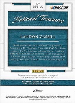 2017 Panini National Treasures - Dual Firesuit Signatures Laundry Tags #DFS-LC Landon Cassill Back