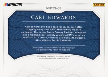 2017 Panini National Treasures - Dual Tire Signatures Holo Silver #DTS-CE Carl Edwards Back