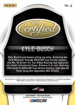 2018 Panini Certified #4 Kyle Busch Back