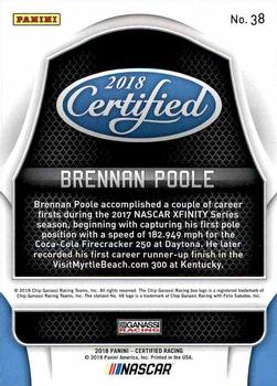 2018 Panini Certified #38 Brennan Poole Back