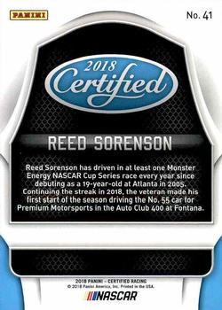 2018 Panini Certified #41 Reed Sorenson Back