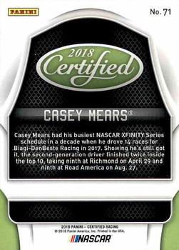 2018 Panini Certified #71 Casey Mears Back