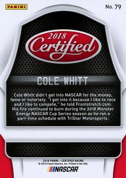 2018 Panini Certified - Orange #79 Cole Whitt Back