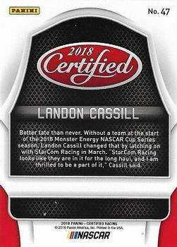 2018 Panini Certified - Mirror Gold #47 Landon Cassill Back