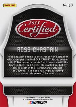 2018 Panini Certified - Mirror Black #58 Ross Chastain Back