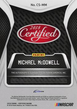 2018 Panini Certified - Certified Signatures #CS-MM Michael McDowell Back