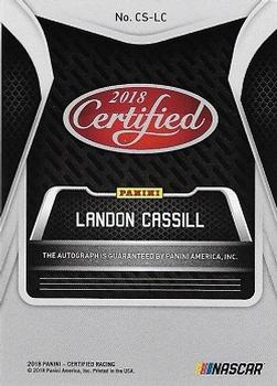2018 Panini Certified - Certified Signatures Blue #CS-LC Landon Cassill Back
