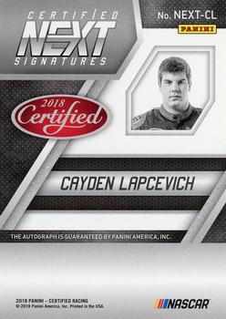 2018 Panini Certified - Certified Next Signatures #NEXT-CL Cayden Lapcevich Back