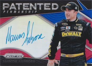2018 Panini Prizm - Patented Penmanship Red White and Blue Prizm #PP-MA Marcos Ambrose Front