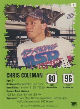 1992 Champs Hi-Flyers #6 Chris Coleman Back
