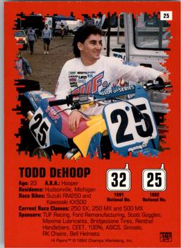1992 Champs Hi-Flyers #25 Todd DeHoop Back