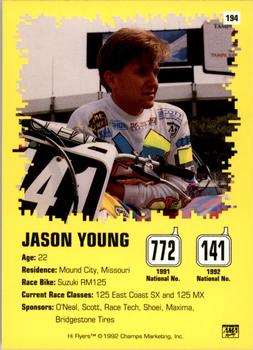 1992 Champs Hi-Flyers #194 Jason Young Back