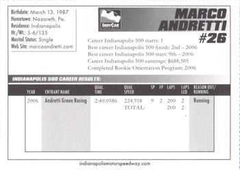 2007 Indianapolis 500 #NNO Marco Andretti Back