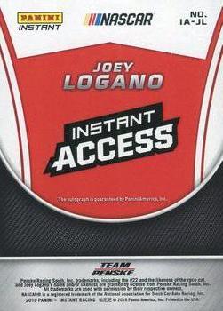 2019 Panini Instant Access #IA-JL Joey Logano Back
