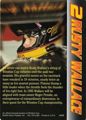 1995 Action Packed Mammoth #MM3 Rusty Wallace Back