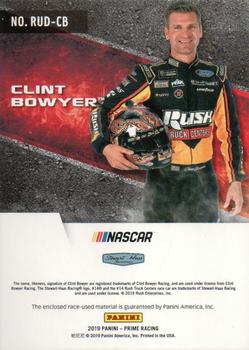 2019 Panini Prime - Race Used Duals Sheet Metal Holo Gold #RUD-CB Clint Bowyer Back