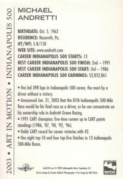 2003 Indianapolis 500 #NNO Michael Andretti Back