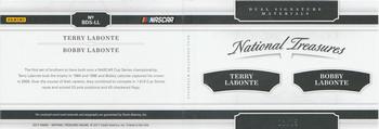 2017 Panini National Treasures - Booklet - Dual Signature Materials #BDS-LL Terry Labonte / Bobby Labonte Back
