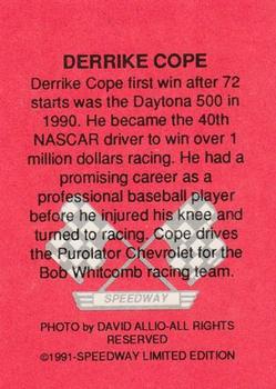 1991 Speedway Price Guide #NNO Derrike Cope Back