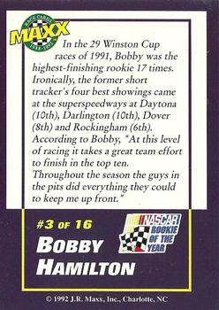 1992 Maxx Bobby Hamilton #3 Bobby Hamilton in Pits Back