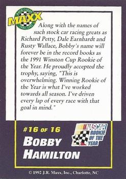 1992 Maxx Bobby Hamilton #16 Bobby Hamilton Back