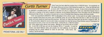 1992 Legends of Racing - Legends of Racing Promo #NNO Curtis Turner Back