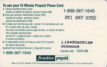 1997 Frontier Phone Cards #NNO Dale Earnhardt Back