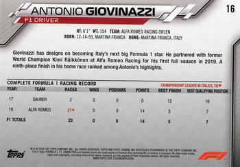 2020 Topps Chrome Formula 1 #16 Antonio Giovinazzi Back