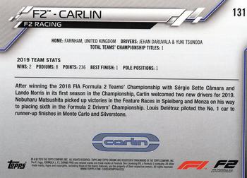 2020 Topps Chrome Formula 1 #131 F2 - Carlin Back