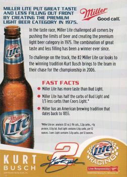 2006 Miller Lite Racing #NNO Kurt Busch Back