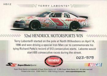 2001 Super Shots Hendrick Motorsports - Silver 575 Proof Set #HS12 Terry Labonte Back
