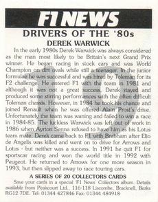 1995 F1 News Drivers Of The '80's #19 Derek Warwick Back