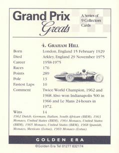 1995 Golden Era Grand Prix Greats #4 Graham Hill Back