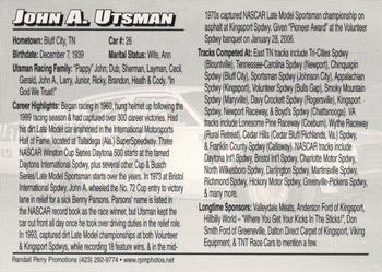 2006 Volunteer Speedway - East Tennessee Legends Of Dirt #NNO John Utsman Back