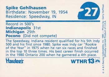 1985 A & S Racing Indy - Hardee's #27 Spike Gehlhausen Back