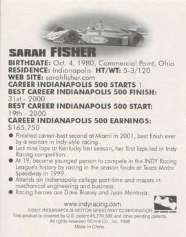2001 Indy Racing Collectable Tattoos #NNO Sarah Fisher Back