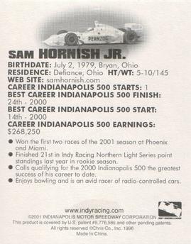 2001 Indy Racing Collectable Tattoos #NNO Sam Hornish Jr. Back