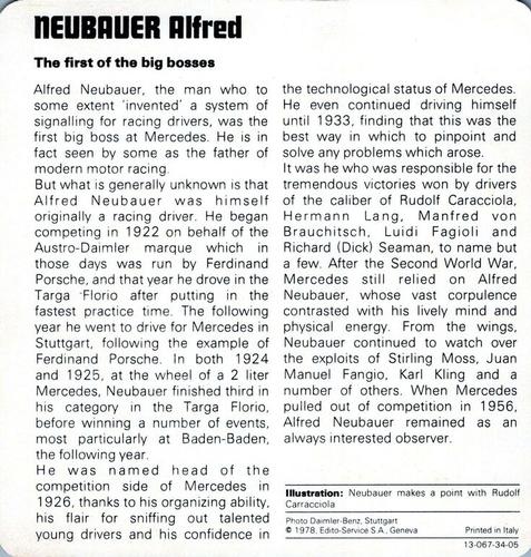 1978-80 Auto Rally Series 34 #13-067-34-05 Alfred Neubauer Back