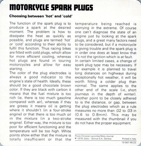1978-80 Auto Rally Series 46 #13-067-46-23 Motorcycle Spark Plugs Back