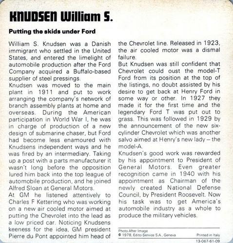 1978-80 Auto Rally Series 61 #13-067-61-09 William S. Knudsen Back