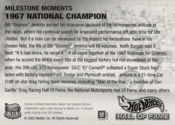 2003 Hot Wheels Hall of Fame Series #B2540 Bill Jenkins Back