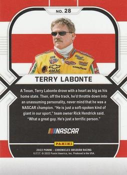 2022 Panini Chronicles - Obsidian #28 Terry Labonte Back