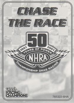 2001 Racing Champions NHRA #765322-6HA Tony Schumacher Back