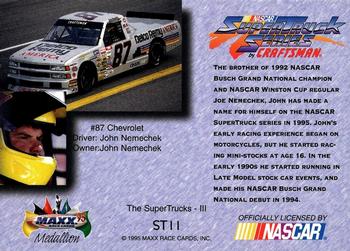 1995 Maxx Medallion - SuperTrucks #ST11 John Nemechek Back