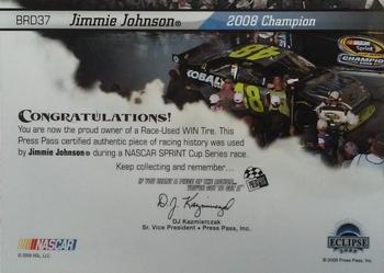 2009 Press Pass Eclipse - Burning Rubber- Silver Driver Series #BRD37 Jimmie Johnson Back
